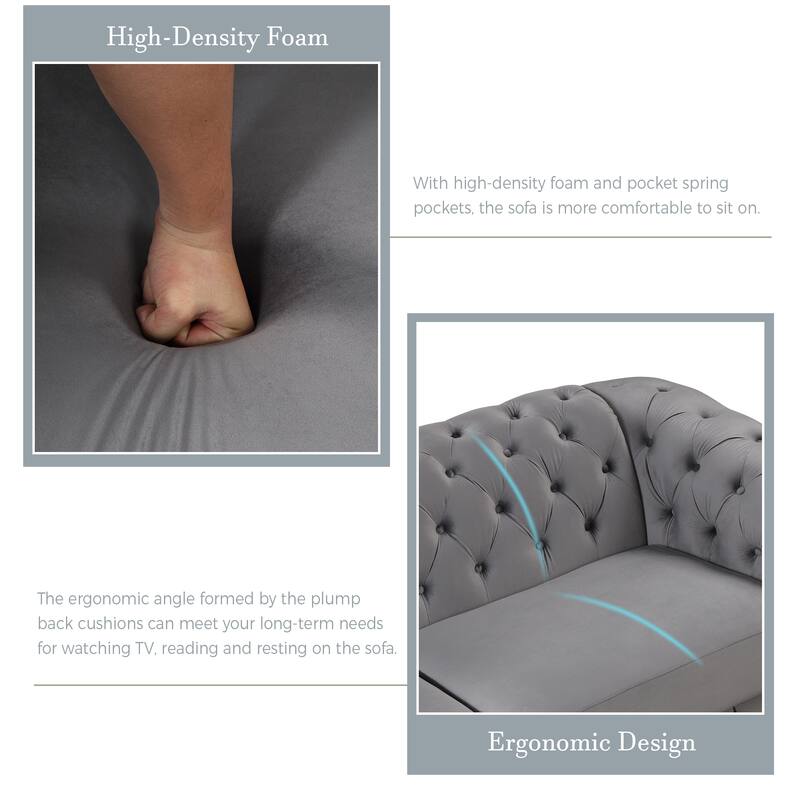 82" Mid Century Modern Sofa with Rubber Wood Legs,3 Seater Velvet